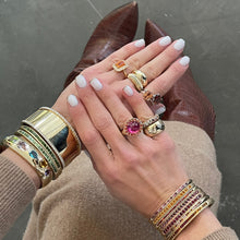 Hinged Oval Cuff Bracelet with Ombre Citrine & Red Garnet Squares