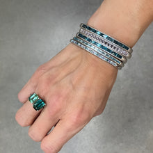 Slim Hinged Oval Cuff Bracelet with Blue Topaz Baguettes