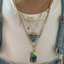 One Of A Kind Triangle Opal Necklace with Blue Sapphire & Diamond Accents