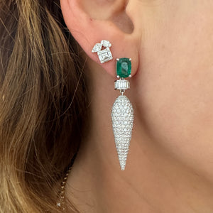 Icicle Diamond & Emerald Drop Earrings