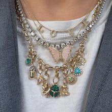 Gemstone Scarab Charm Pendant with Diamond Accent