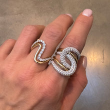 Double Band Diamond & High Polish Swirl Ring
