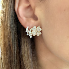 Pave Diamond Lucky Clover Statement Stud Earring