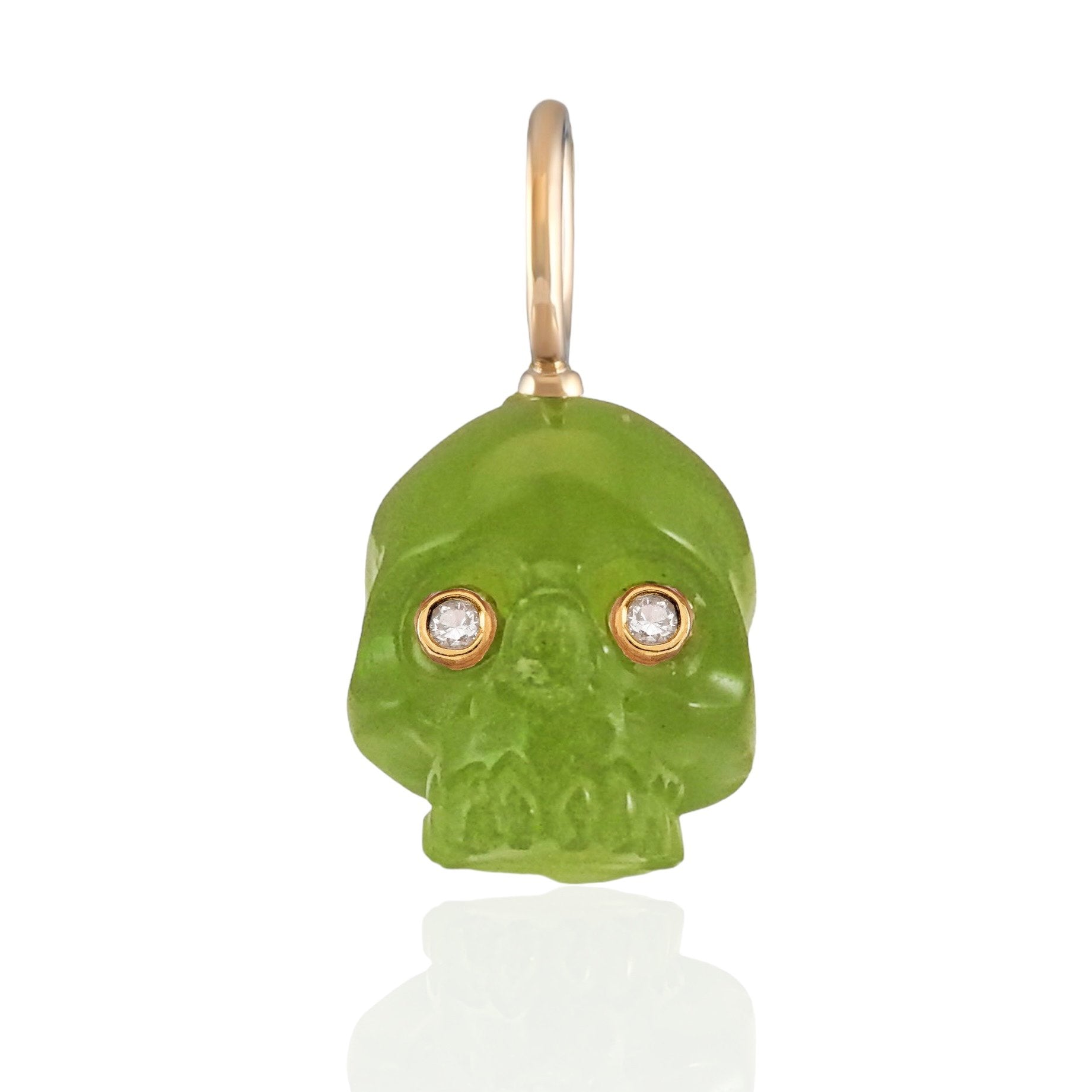 Chalcedony Skull Charm with Diamond Eyes