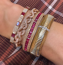 Pave Diamond & Gemstone Scales Stretch Bracelet