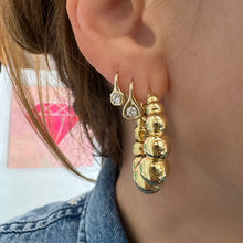 Gold Trillion Drop Earrings with Round Diamonds