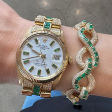 Diamond Pave & Emerald Baguette Infinity Bracelet