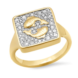 Diamond Zodiac Signet Ring