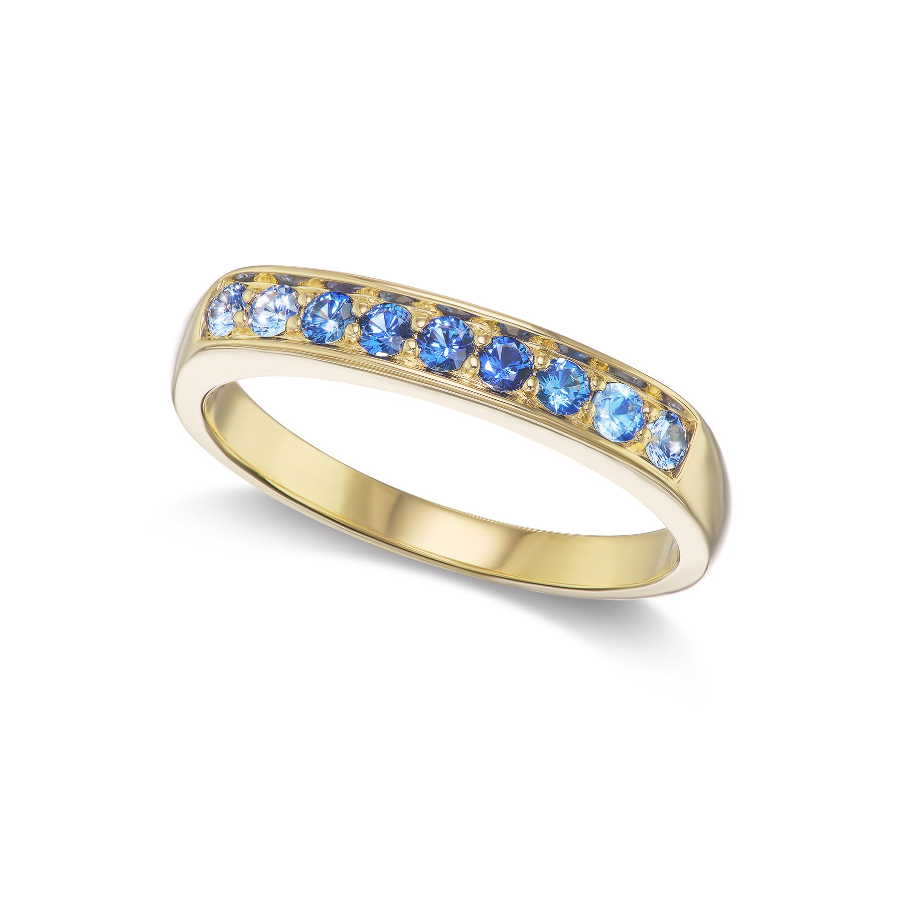 Small Round Ombre Blue Sapphire Stacker Ring