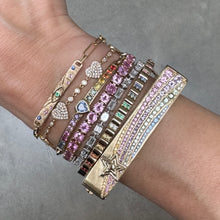 Rainbow Sapphire & Diamond Ruffle Bangle Bracelet