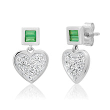 Small Diamond & Emerald Sweetheart Earrings