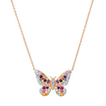 Ombre Semi Precious and Diamond Butterfly Necklace