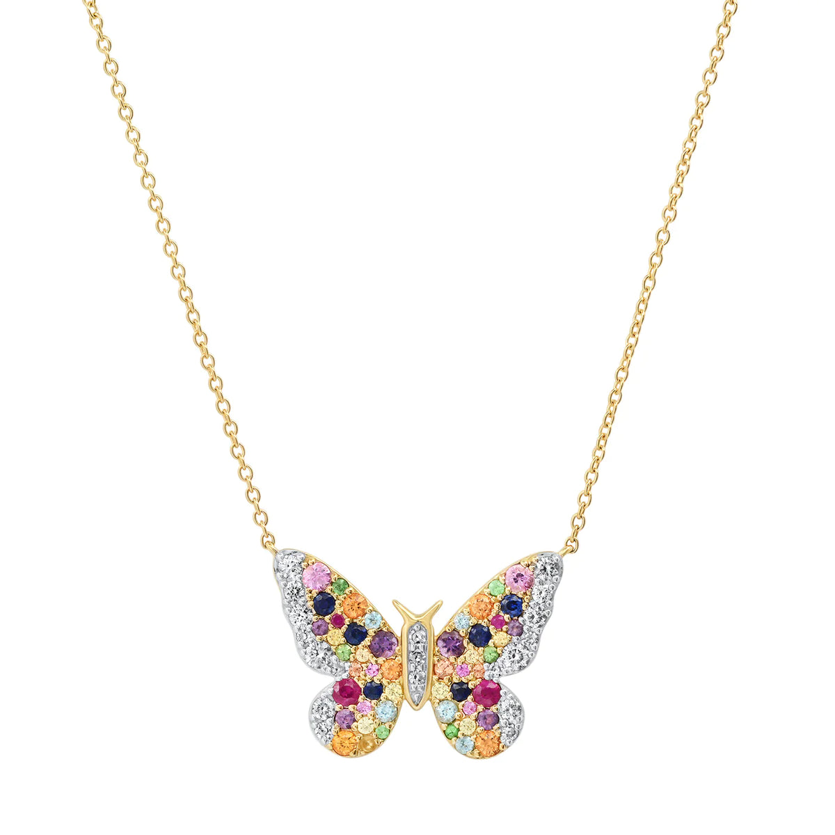 .25 2024 CTW White and prism multicolor diamond 14k yellow gold over silver butterfly