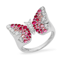 Gemstone & Diamond Ombre Butterfly Signet Ring