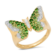 Gemstone & Diamond Ombre Butterfly Signet Ring