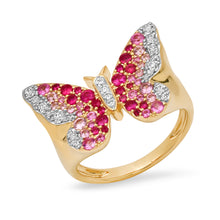 Gemstone & Diamond Ombre Butterfly Signet Ring