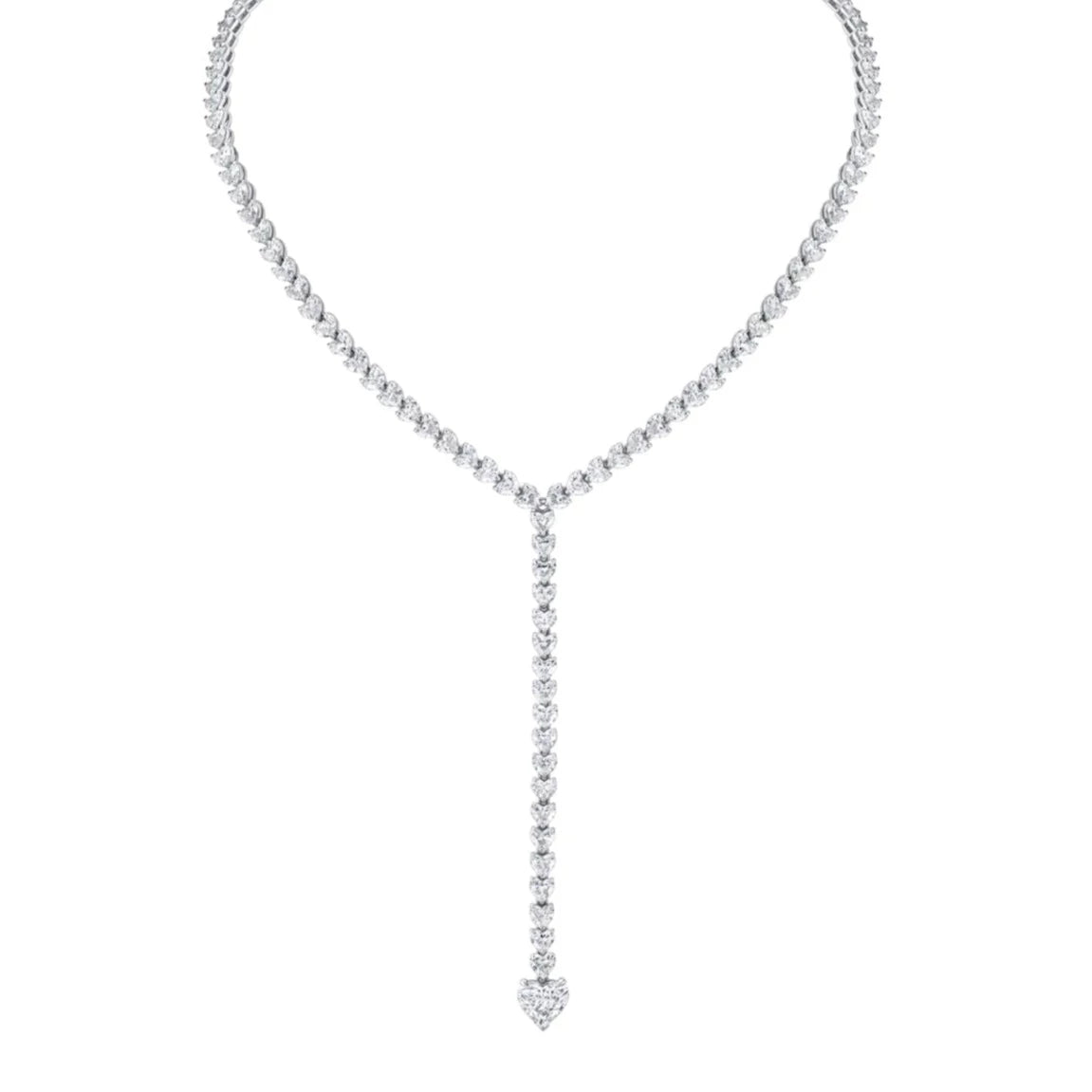 Diamond Heart Y Drop Necklace 