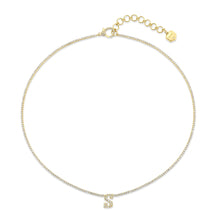Pave Diamond Initial Thread Necklace