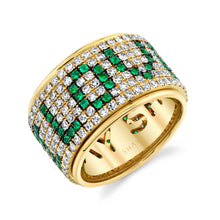 Diamond & Green Garnet I Love You Spinner Band Ring