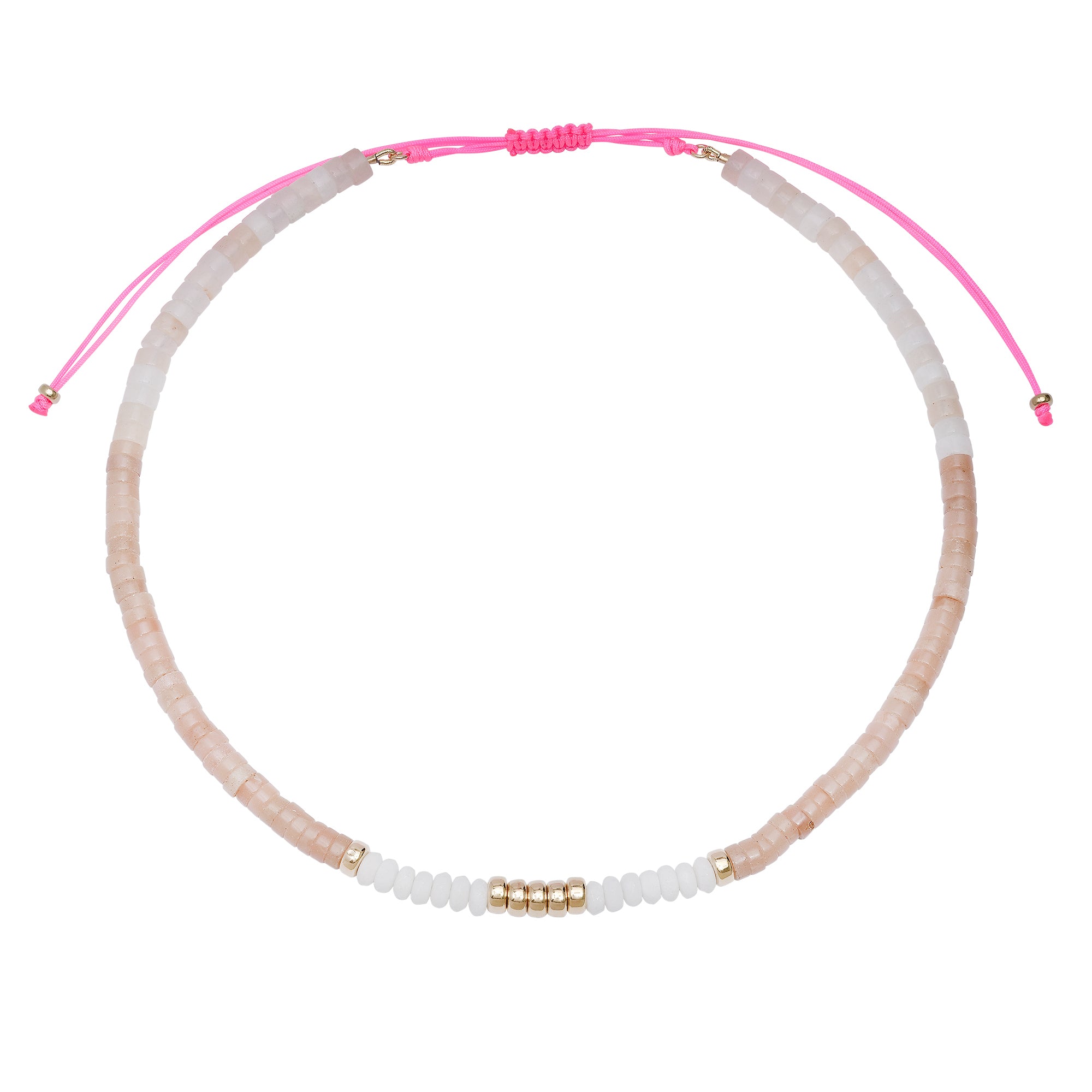 Pink Agate & White Opal Beaded Necklace