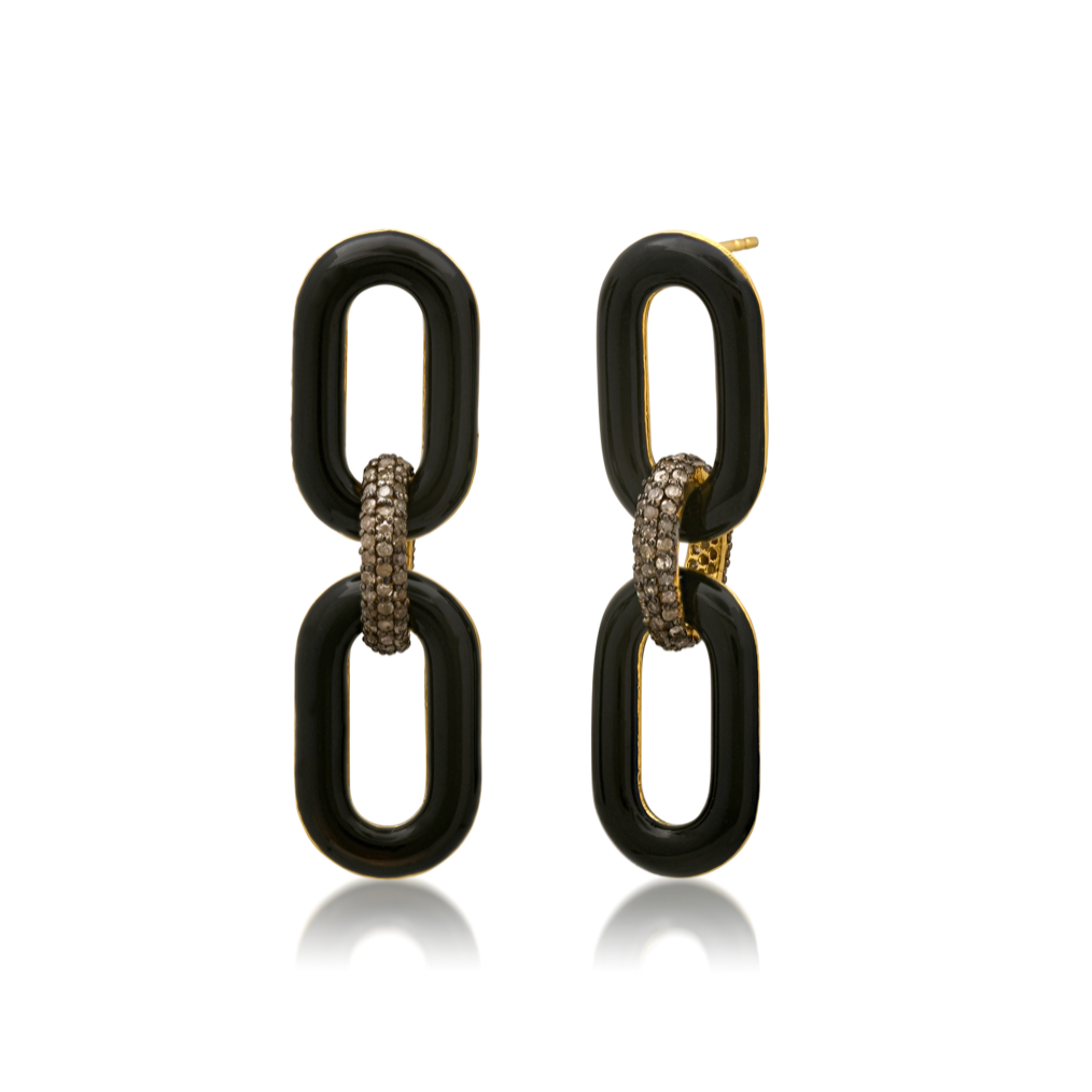 The Peyton Enamel & Diamond Link Earrings