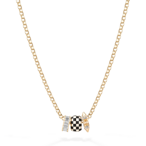 Edgy & Electric Checkerboard Big Bead Party Necklace