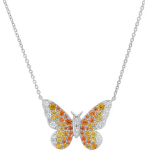 Ombre Semi Precious and Diamond Butterfly Necklace