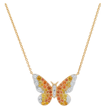 Ombre Semi Precious and Diamond Butterfly Necklace