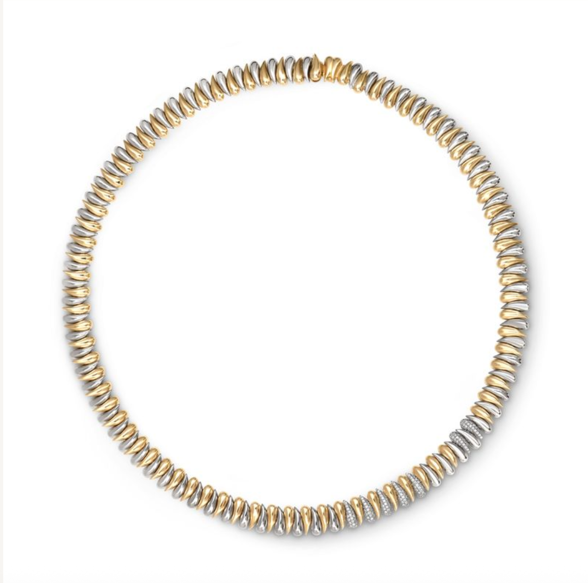 Two-Tone Alternating Diamond Drops Statement Necklace