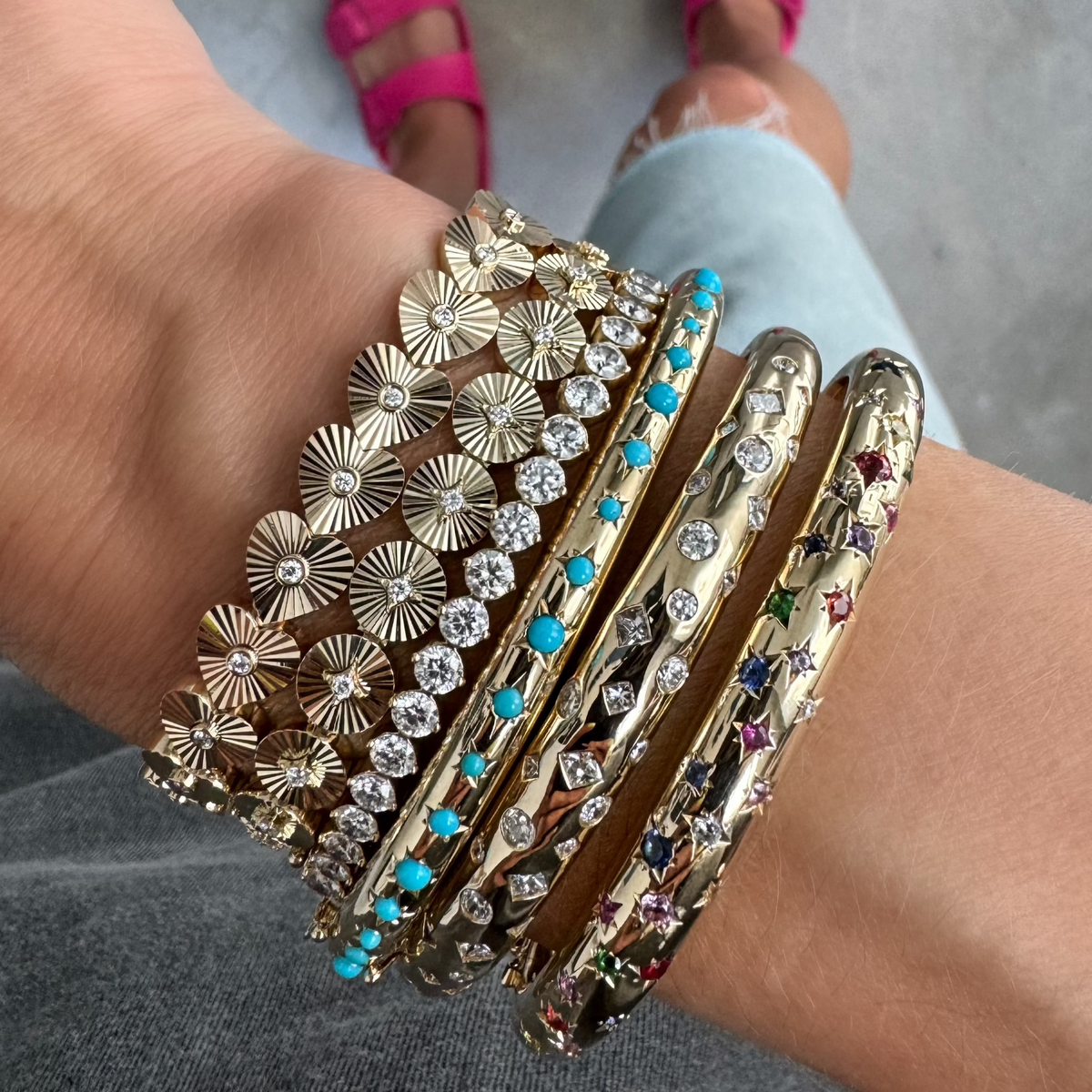 Starburst Gemstone Nomad Bangle Bracelet – Milestones by