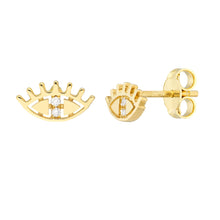 Gold & Diamond Evil Eye Studs 