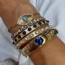 Tanzanite & Diamond Heart Statement Bangle Bracelet