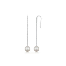Pave Diamond Bar Pearl Drop Earring