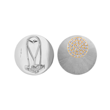 Small or Large Satin Gold & Pave Diamond Disc Earrings