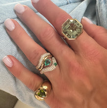 Wavy Diamond & Pear Shaped Emerald Ring
