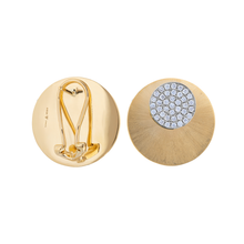 Small or Large Satin Gold & Pave Diamond Disc Earrings
