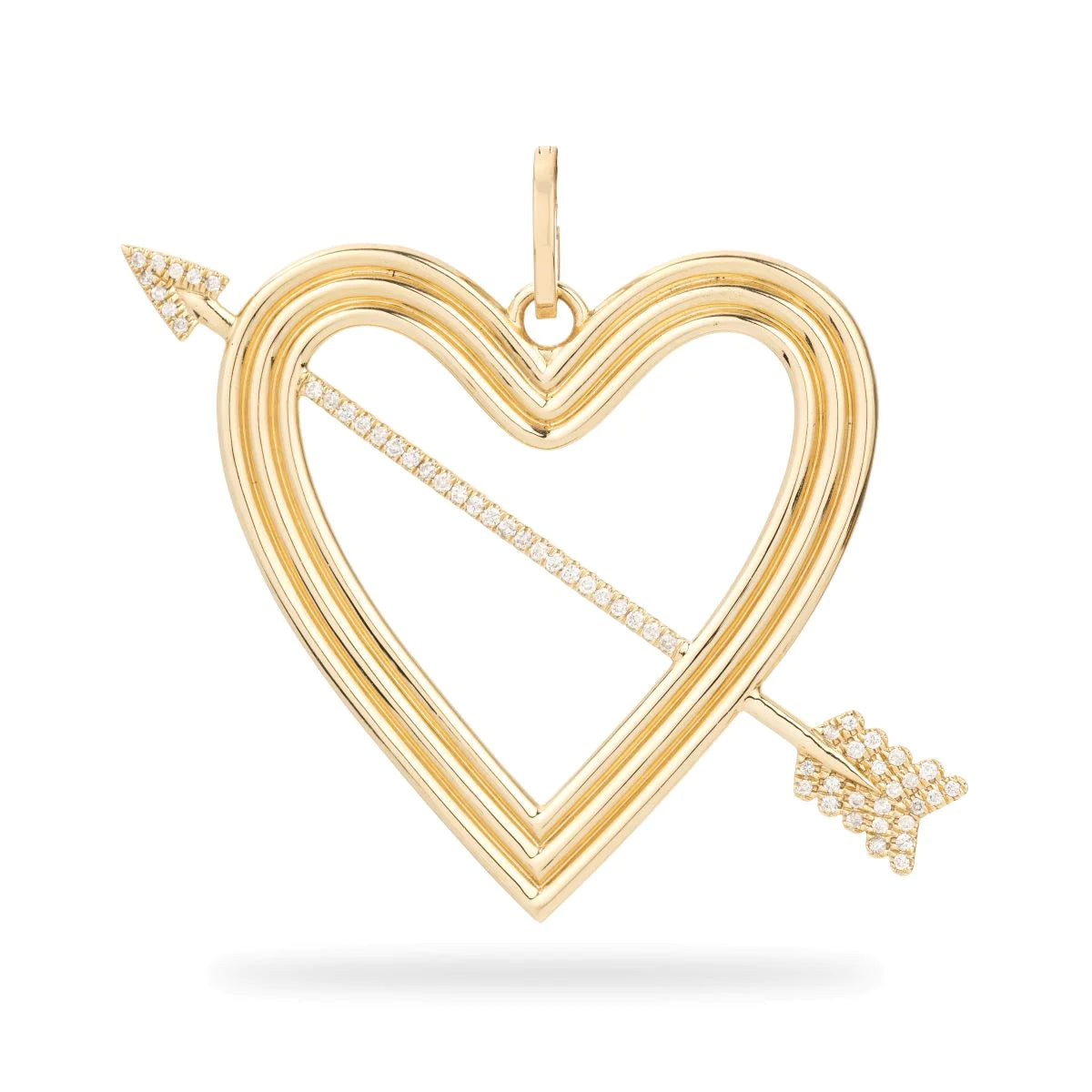 XL Pavé Diamond Heart & Arrow Hinged Charm