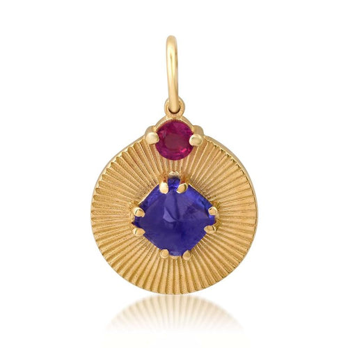 Fluted Infinite Light Charm with Tanzanite & Ruby