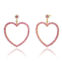 Pink Sapphire Jumbo Ooen Heart Earrings