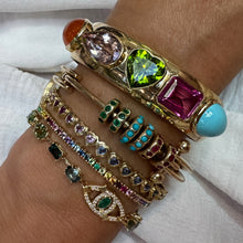 Functional Gold Barbell Charm Bangle Bracelet