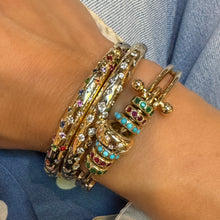 Functional Gold Barbell Charm Bangle Bracelet