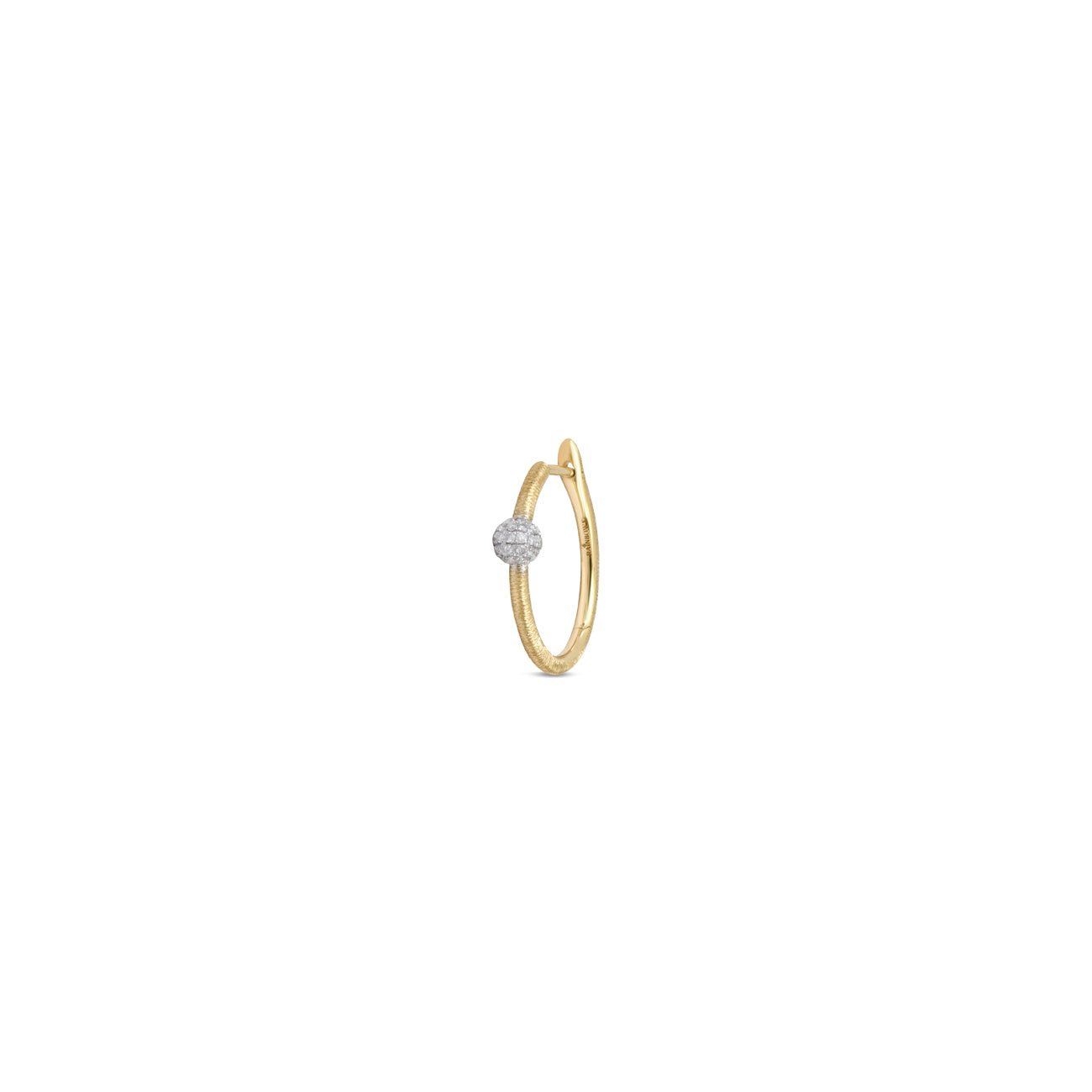 Satin Gold & Diamond Ball Nano Hoop Earring