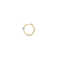 Satin Gold & Diamond Ball Nano Hoop Earring
