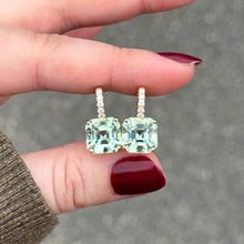 One of a Kind Light Green Tourmaline Drop Earrings with Diamond Bail