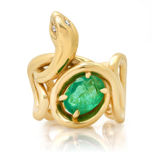 Coiled Gemstone & Diamond Snake Ring