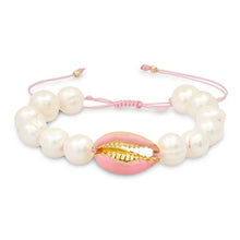 Turquoise or Pink & Gold Shell Fresh Water Pearl Bracelet