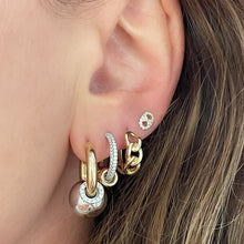 Nano Gold Ball Diamond Huggie Hoop Earrings