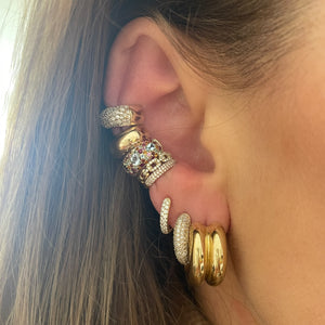 Wide Crown Jewels Gemstone Ear Cuff