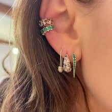 One of a Kind Sugar Dipped Hoop Earrings with Mixed Gemstones