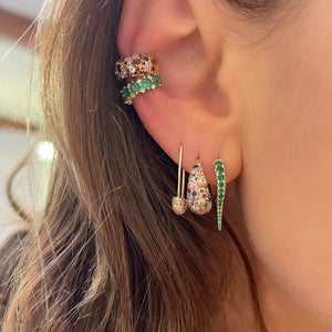 One of a Kind Sugar Dipped Hoop Earrings with Mixed Gemstones